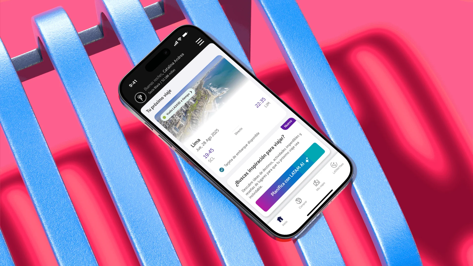 Concierge — LATAM Airlines' in-app AI travel assistant, shown on the Home tab of the LATAM app