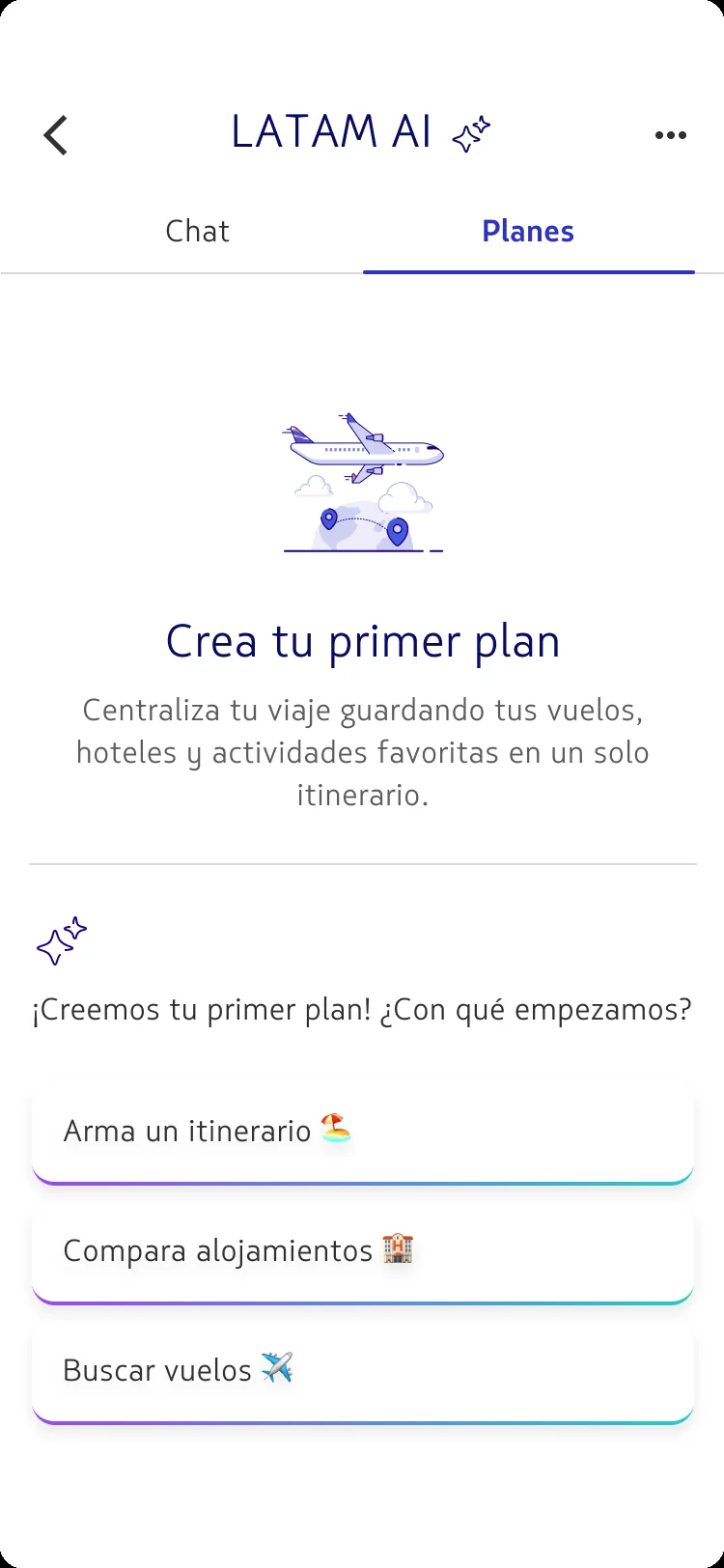 First-run empty state inviting the user to create their first plan